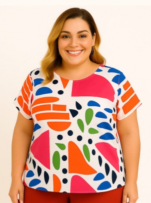 Blusa Feminina Plus Size Tropical Verão