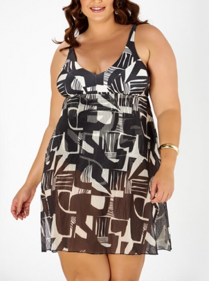 Maiô Saída Plus Size Estampa Abstrata