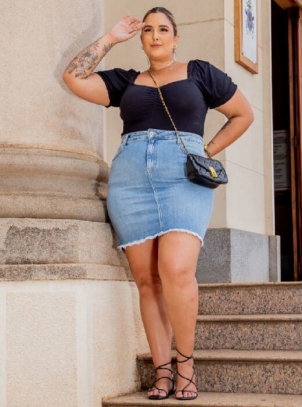 Mini Saia Jeans Plus Size