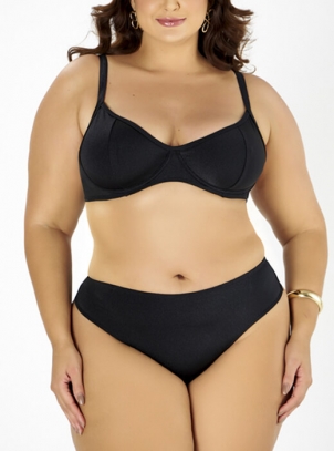 Conjunto de Biquíni Plus Size Top Meia Tapa e Fio Dental