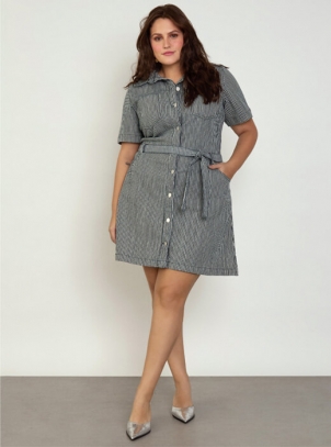 Vestido Plus Size Chemise Listrado