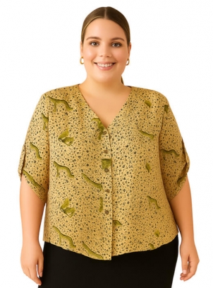 Blusa Feminina Plus Size Animal Print