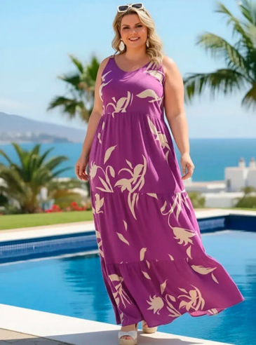 Vestido Longo Plus Size Viscose Estampado