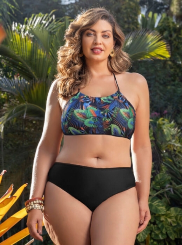 Biquíni Plus Size Com Bojo Tanga Média Preto