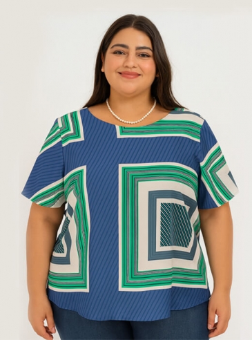 Blusa Feminina Plus Size Estampa Lenço