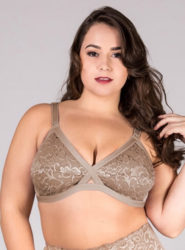 Sutiã Plus Size Cruzado com Renda
