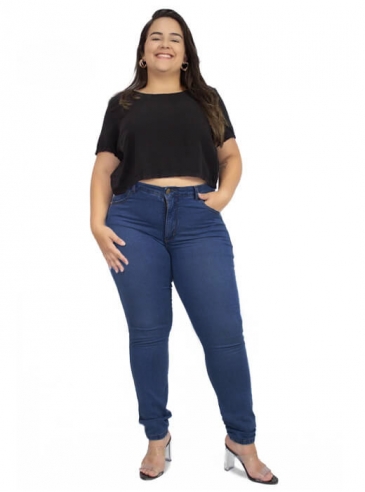 Calça Plus Size Skinny Cintura Alta Básica