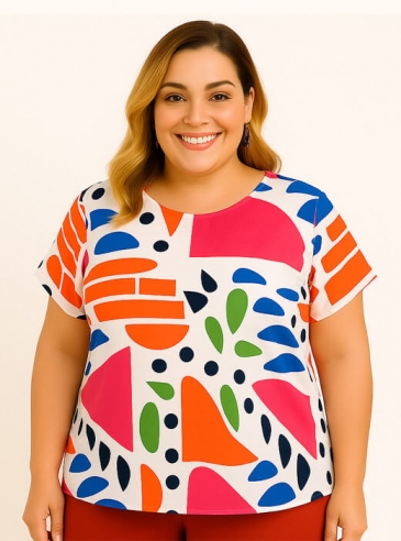 Blusa Feminina Plus Size Tropical Verão