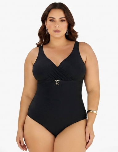 Maiô Plus Size Modelador Alta Compressão Preto