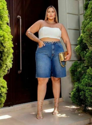 Bermuda Jeans Plus Size Ciclista