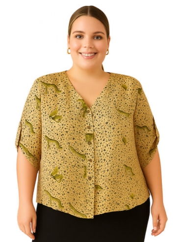 Blusa Feminina Plus Size Animal Print