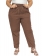 Calça Plus Size, Cós de Elástico, Marrom Chocolate
