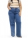 Calça Feminina Plus Size Wide Leg Jeans Com Elastano