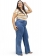 Calça Feminina Plus Size Wide Leg Jeans Com Elastano