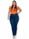 Calça Plus Size Cigarrete Cintura Alta Azul Jeans