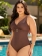 Maiô Plus Size Modelador Alta Compressão Marrom Escuro