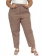 Calça Feminina Plus Size, Cós de Elastico, Marrom Claro