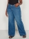 Calça Feminina Plus Size Wide Leg Jeans Tachas Laterais