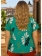 Blusa Feminina Plus Size Floral Verde Escuro
