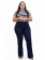 Calça Flare Plus Size Azul Jeans Alta Bolso Bordado