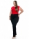 Calça Plus Size Skinny Preta Bolso Bordado