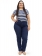 Calça Feminina Plus Size Reta, Alta, Bolso Bordado