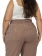 Calça Feminina Plus Size, Cós De Elástico, Sarja Com Linho