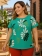 Blusa Feminina Plus Size Floral Verde Escuro
