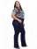 Calça Flare Plus Size Azul Jeans Alta Bolso Bordado