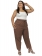 Calça Plus Size, Cós de Elástico, Marrom Chocolate