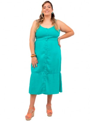 Vestido Plus Size Midi Elastex e Alcinhas