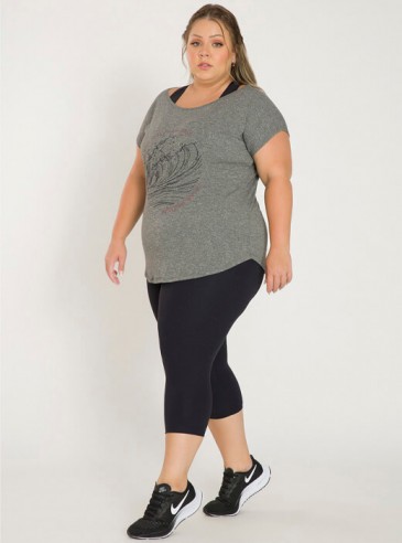 Calça Plus Size Corsário Com Elastano