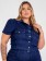Camisa Jeans Feminina Plus Size Cropped