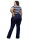 Calça Flare Plus Size Azul Jeans Alta Bolso Bordado