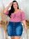 Short Saia Jeans Plus Size Com Botões Barra Desfiada