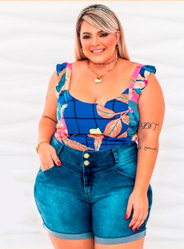 Short Jeans Plus Size Barra Dobrada