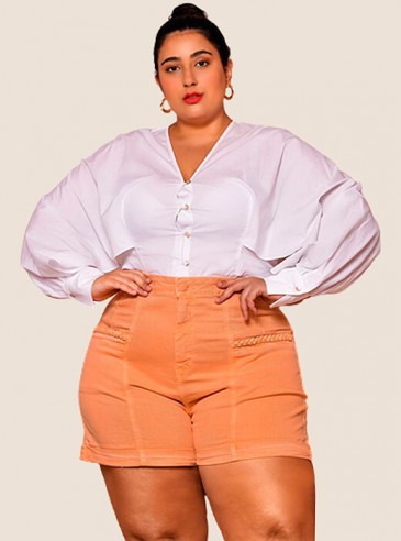 Shorts Feminino Plus Size Jeans Color