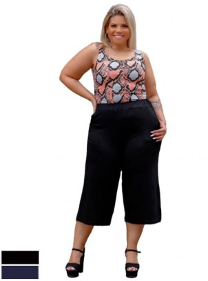 Calça Pantacourt Plus Size Viscolycra