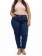 Calça Plus Size Jeans, Mom Alta, Azul Escuro, Com Bolsos