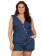 Colete Jeans Plus Size Botões Dourados