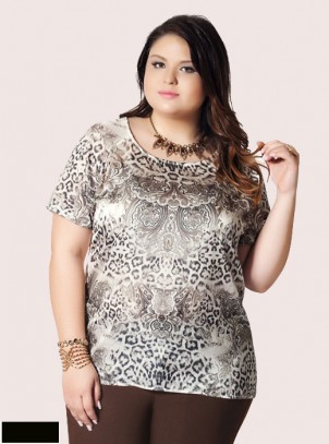 Blusa Plus Size Estampa Lenço