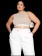 Calça Feminina Plus Size Wide Leg Off White