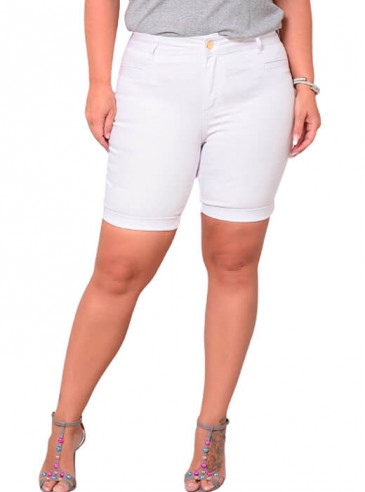 Bermuda Branca Plus Size Meia Coxa