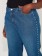 Calça Feminina Plus Size Wide Leg Jeans Tachas Laterais