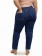 Calça Plus Size Jeans, Mom Alta, Azul Escuro, Com Bolsos