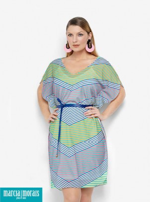 Vestido Plus Size Kafta Listrado