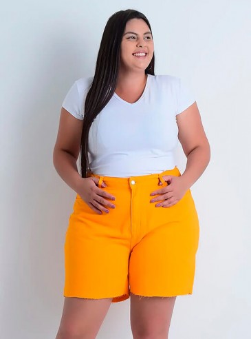 Short Plus Size Feminino Sarja Cintura Alta - Compre Agora