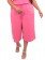 Calça Plus Size Pantacourt Cós Elástico Rosa Claro