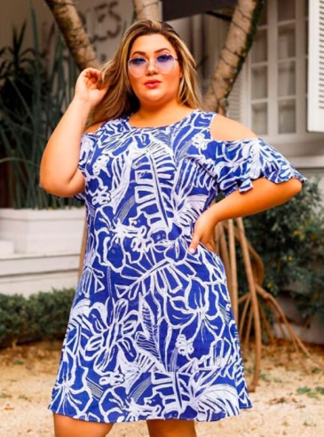 Vestido Plus Size Ciganinha Azul