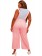 Jardineira Feminina Plus Size Rosa Wide Leg